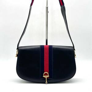 1 jpy superior article GUCCI Old Gucci leather hose bit shoulder bag Sherry line one shoulder Gold metal fittings Vintage 