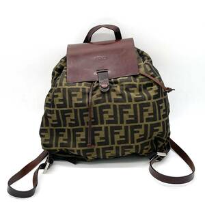 1 jpy FENDI Fendi Zucca pattern Zucca nylon canvas rucksack backpack khaki Vintage 