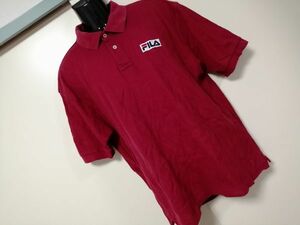 kkyj2729 ■ FILA ■ フィラ ポロシャツ カットソー トップス 半袖 鹿の子 赤 えんじ色 コットン M