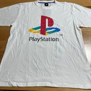 【即決 新品タグ付き】プレイステーション ★ロゴ半袖Tシャツ ラバーストラップ付き【3L】メンズ 白 Play Station プレステ ゲーム