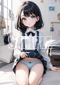 3831【高品質☆A4サイズポスター】アートポスター セクシー 美女 美少女 制服 下着 イラスト かわいい 女の子 同人 オリジナル アニメ