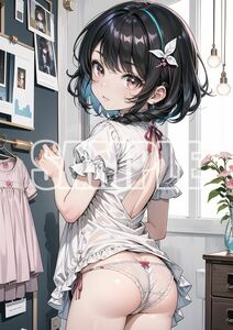 3853【高品質☆A4サイズポスター】アートポスター セクシー 美女 美少女 制服 下着 イラスト かわいい 女の子 同人 オリジナル アニメ