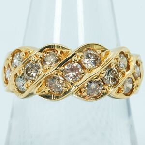 ★1円スタ!【1.00ct】K18YG 4.4g ♯12 イエローゴールド ラウンドブリリアントカット ダイヤモンドリング Diamond Ring 指輪 仕上げ済