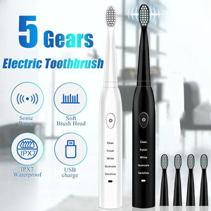 超強力な電動歯ブラシ ソニック USB充電,洗浄可能な電子歯のホワイトニング