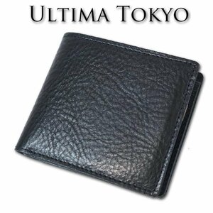 ウルティマトーキョー ultima TOKYO 牛革 二つ折り財布 メンズ ブラック 黒 新品 正規品 マキアート 日本製 イタリアンレザー