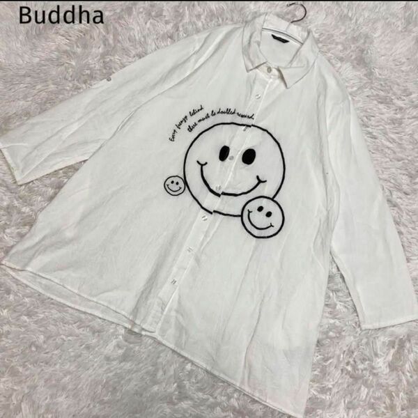 Buddha ブラウス ビックプリント ニコちゃん 刺繍