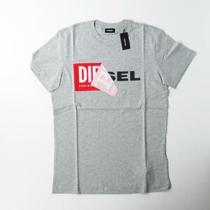 新品 DIESEL T DIEGO QA 新旧 ブランド ロゴ 半袖 クルーネック メンズ ユニセックス Tシャツ グレー M