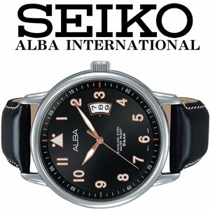 逆輸入セイコーALBA 新品 ミリタリー 視認性高く無駄削ぎ落とした王道のシンプル仕様 50m防水 本革ベルト メンズ日本未発売 腕時計