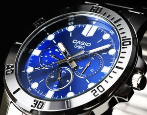新品 逆輸入カシオ最新作 サファイヤブルー 30m防水 マルチファンクション 腕時計 新品 CASIO メンズ 激レア日本未発売
