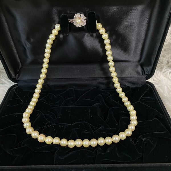 【美品】本真珠パールネックレス　シルバー刻印　テリ中　フォーマル　40 SILVER 艷やか本真珠