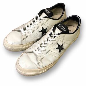 希少レア90s 旧タグ 日本製 CONVERSE ONE STAR レザー ホワイト/ブラック サイズUS9.5 28cm / コンバース ワンスター レザー JAPAN製