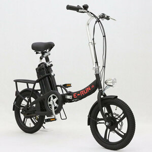 【新品】フル電動自転車 E-RUNs2 アクセル付き モペット 折りたたみ自転車 ＜ブラック＞