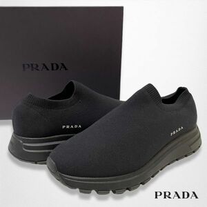 正規品 新品同様 PRADA プラダ 4S 3477 テクノニット ソックス ワンポイントロゴ シューズ ローカット スニーカー スリッポン 6 1/2