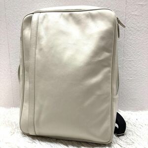  unused class rare color! business leather Factory BUSINESS LEATHER FACTORY business rucksack A4 possible square type ivory made in Japan high capacity 