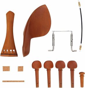 バイオリン チンレスト 4/4 バイオリンフィッティングセット 使用簡単 コンパクト 軽量なデザイン 木製 バイオリンチンレスト 