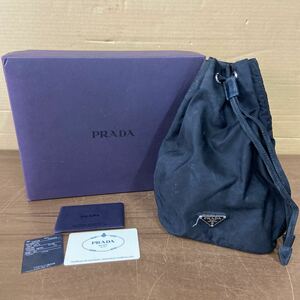 UTs353 PRADA プラダ 巾着 ポーチ ナイロン バッグ ブラック 三角ロゴ 箱付き 現状品