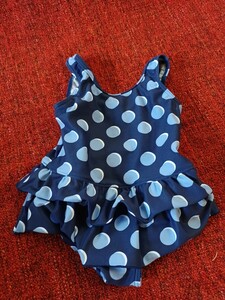  used * SHIPS girl swimsuit * frill One-piece * Ships / blue color polka dot pattern /90 size / One-piece swimsuit / baby 