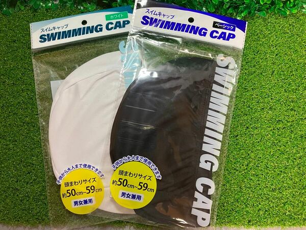 スイムキャップ 水泳帽　ブラック&ホワイト