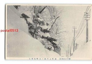 Xu9453●新潟 雪の長岡市 表町より坂の上町を望む【絵葉書】