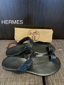 HERMES エルメス　レザーサンダル　メンズ　マリンレザーサンダル　靴 ドレス　レザー　サンダル　41 1/2