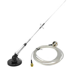 144/430MHz帯 45㎝ デュアルアンテナ+2軸可動式マグネットアンテナ基台+SC316(1.5D-2V相当) 同軸ケーブル5m MJL-SMA接栓付 【フリマ対応】