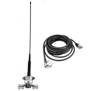 144/430MHz帯 39㎝ デュアルバンドソフトアンテナ ハッチバック/トランク基台(シルバー) RG58(3D-2V相当) 同軸ケーブル5m MJL-MP接栓付