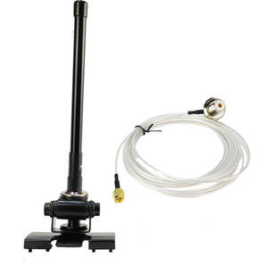 144/430MHz帯 22㎝ デュアルバンドアンテナ(黒) ハッチバック/トランク基台(黒) SC316(1.5D-2V相当)MJL-SMA接栓付 同軸ケーブル5m