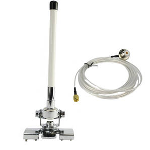 144/430MHz帯 22㎝ デュアルバンドアンテナ(白) ハッチバック/トランク基台(シルバー) SC316(1.5D-2V相当)MJL-SMA接栓付 同軸ケーブル5m