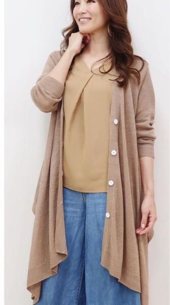 倉本康子さんブランド フーア リネン100% ビッグシルエット ニットカーディガン