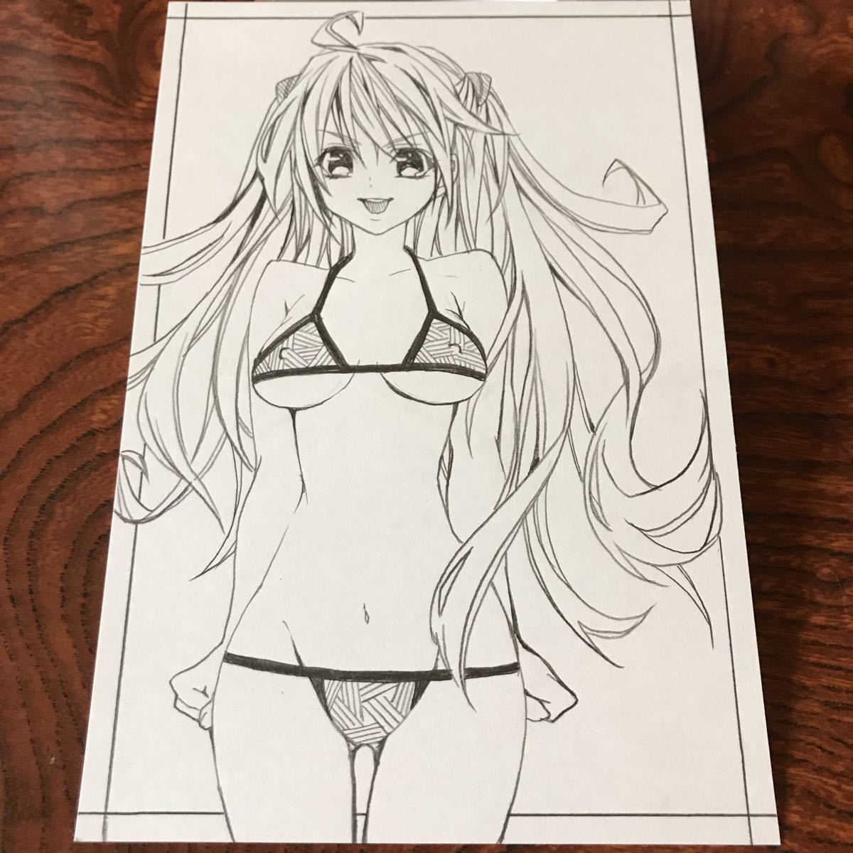 Illustration dessinée à la main★Rough★Evangelion★Eva★Asuka★Maillot de bain★Bikini, des bandes dessinées, produits d'anime, illustration dessinée à la main