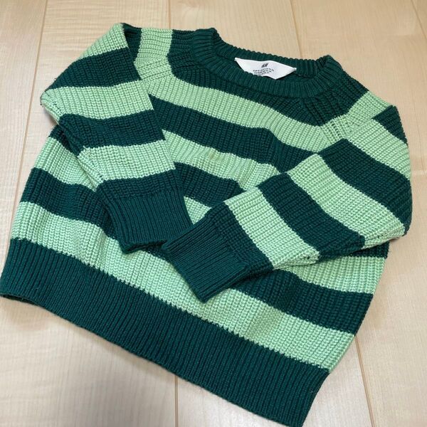 H&M セーター グリーンボーダー 90センチ