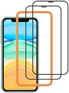 【2枚セット】ガイド枠付き KPNS 日本素材製 全面保護 iPhone 11 / iPhone XR 用 ガラスフィルム 強化ガ