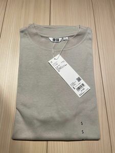 【新品未使用】ユニクロ　エアリズムコットンオーバーサイズTシャツ(5分袖) Sサイズ　ライトグレー
