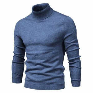 XL Denim голубой вязаный свитер мужской ta-toru шея простой casual красочный бизнес офис стрейч осень-зима 