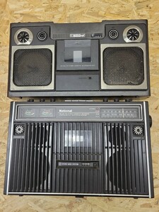 D that time thing old radio-cassette 2 pcs together national RS-457 RS-4300 National Matsushita Electric Industrial radio cassette recorder Showa Retro 