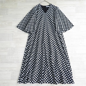 MARIHA Mali is * lady's * cotton 100% cotton polka dot Flare sleeve V neck One-piece summer dress 