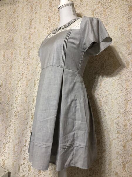 B☆Dateve無地半袖ワンピース☆グレー♪サイズF