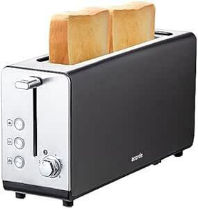 [山善] スリム ポップアップトースター 80秒高速トースター acorde 6段階焼色調節 2枚焼き 4~8枚切り 冷凍パン対応