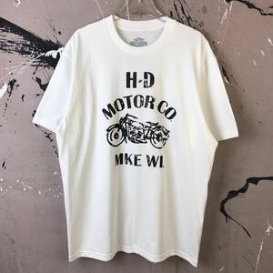 Tシャツ 白 ビンテージ クルーネック 半袖Tシャツ ロゴ ハーレーダビッドソン ツーリング Lサイズ