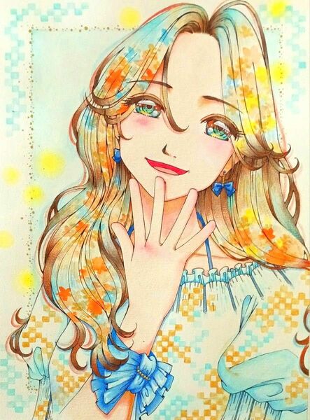 手描きイラスト　 オリジナル　原画　 女の子