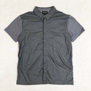 ◆【古着】EMPORIO ARMANI エンポリオアルマーニ イタリア製 トップス パンチング 半袖 ボタン シャツ 綿 L グレー メンズ kag 0.18kg