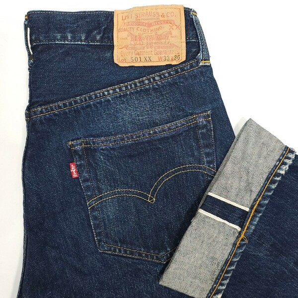 米国製Levi'sリーバイス☆501XXヴィンテージ復刻W33ジーンズジーパンデニムパンツBIG-EビッグE赤耳ボタン裏555バレンシアUSAアメリカメンズ