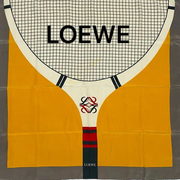 ★LOEWE★ スカーフ アナグラム テニスラケット イエロー グレー