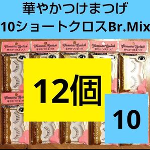 つけまつげ 10 ショートクロスBr.Mix 12個 匿名配送 つけまつげ ルージーン セリア キャンドゥ