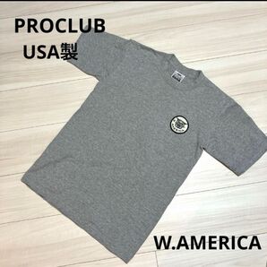 【美品】PROCLUB プロクラブ Tシャツ W.AMERICA USA製 厚手 グレー 半袖