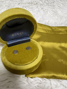 1 иен старт ~ прекрасный товар Gucci серьги Icon Bloom желтое золото двойной G