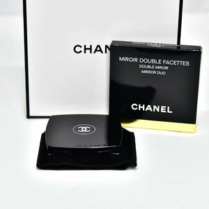 極美品 鑑定済 シャネル CHANEL コンパクトミラー ダブルミラー ブラック 鏡 6.9×6.9㎝ 即日配送 KG-45