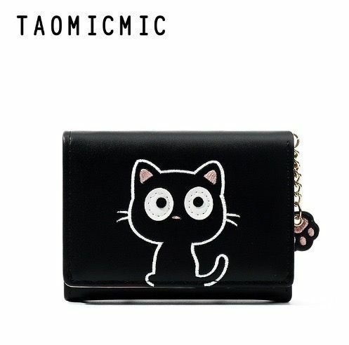 【爆売】黒　ネコ　財布　カードケース　コンパクト　黒猫　ミニ財布