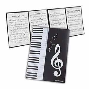 送料無料！ レッスン A4サイズ 4ページ展開 楽譜ファイル ピアノ カバー 書き込みできる 4面 反射しない 譜面 ファイル