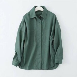 デニムジャケット 長袖 トップス カジュアル 羽織 シンプル レディース XL グリーン